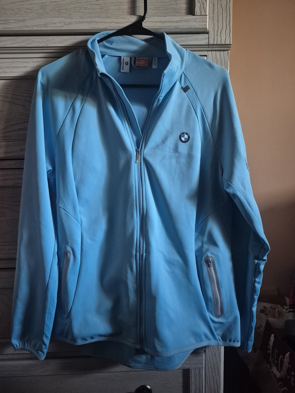 BMW Athletics Puma Women’s Light Blue Zip-Front Performance Jacket Larg